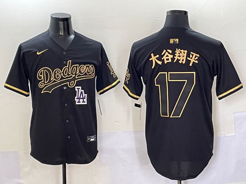 Men Los Angeles Dodgers 17 Ohtani Black Gold Game Nike 2025 MLB Jersey style 50516